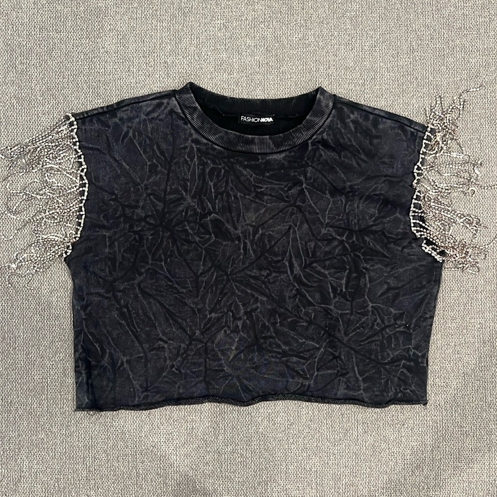 Fashion nova cropped rhinestone top